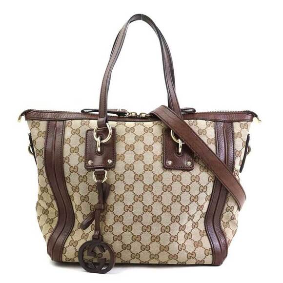 GUCCI Authentic Brown Canvas Shoulder Bag